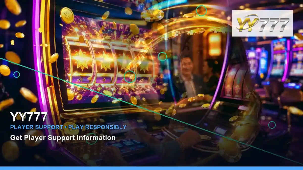 YY777 play phone mobile casino games featuring an adult Filipina casino host with a layered collage composition