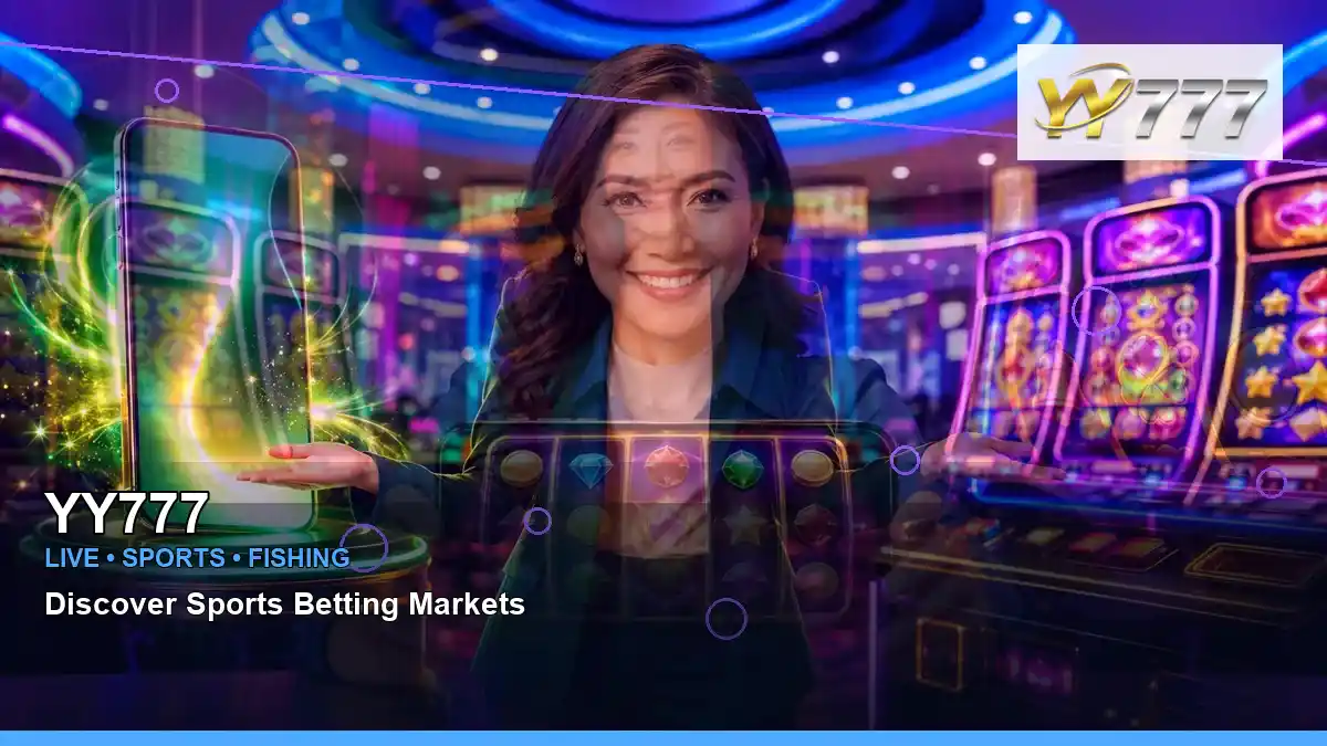 YY777 fantasy online slot games featuring an adult Filipina casino host with a centered composition